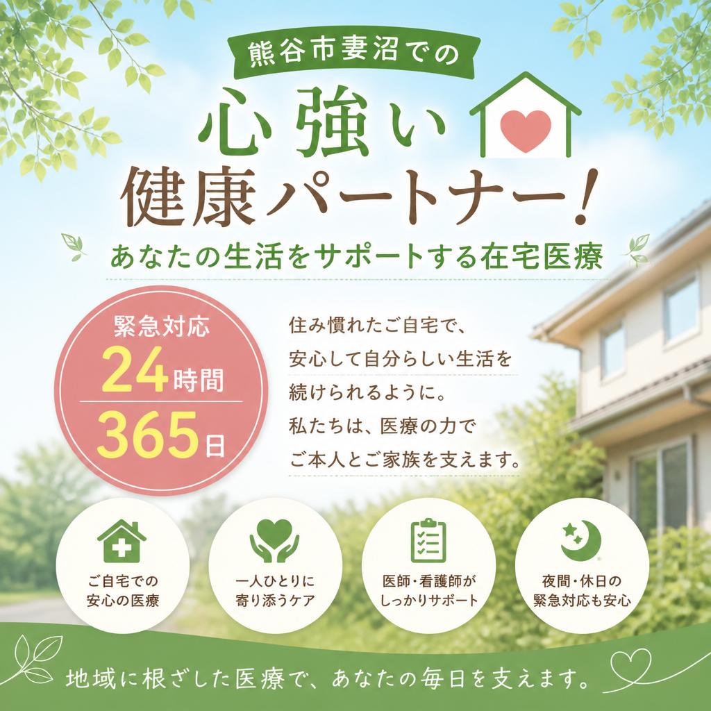 熊谷市妻沼での心強い健康パートナー！緊急対応24時間365日、あなたの生活をサポートする在宅医療